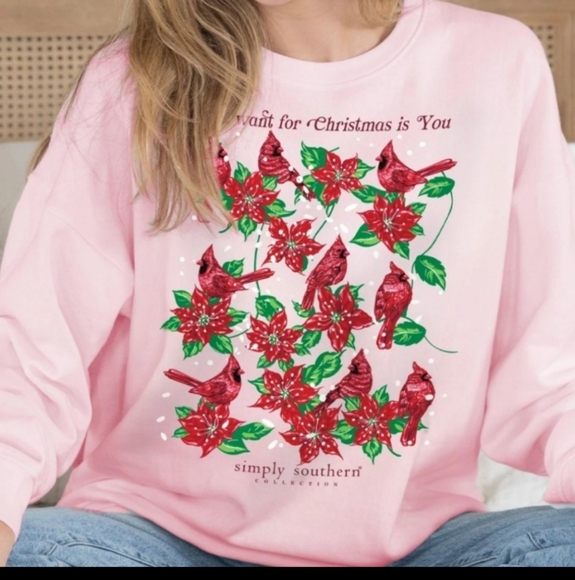 Simply Southern Pink Christmas Sweatshirt - Picture 1 of 6